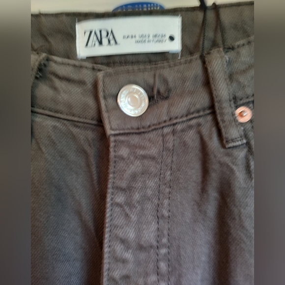 NWT Zara Women's Sweet Mocha High Rise Slim Fit Split Hem Jeans Sz 2 - Picture 6 of 6
